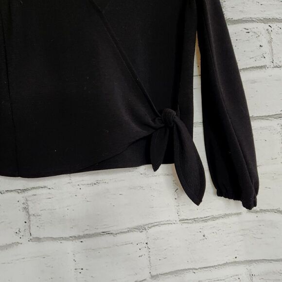 Madewell Texture and Thread Women's Black Long-Sleeved Open Tied Wrap Top Size S - Picture 8 of 12